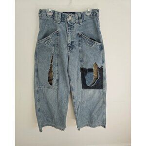 Lee Pipes Upcycle Vintage Y2K 90s Distressed Skater Wide Leg Unisex Jeans 0 2 XS